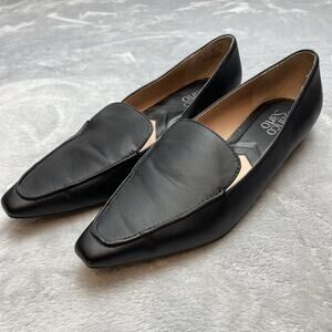 Franco Sarto Womens Belamour Loafers 8.5M Black Faux Leather Pointed Toe Flats‎
